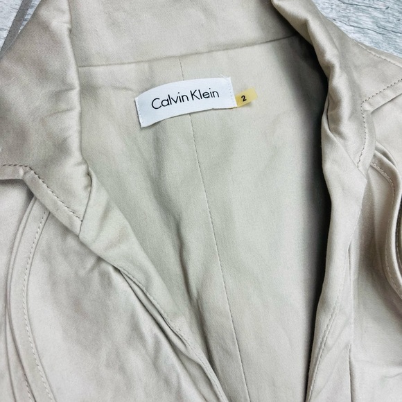 Calvin Klein Khaki Light Tan Ruffle Sleeveless Short Pencil Dress - Picture 7 of 8